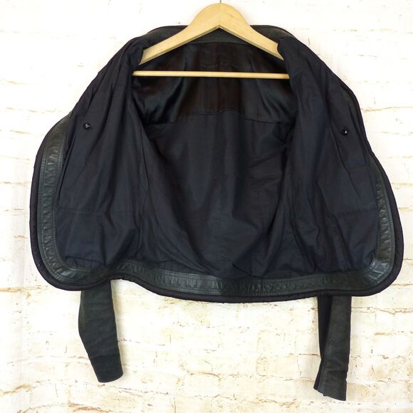 Rick Owen Distress Lamb Leather Jacket Women 6US Black Open Front Goth Y2K FLAWS - Picture 14 of 15